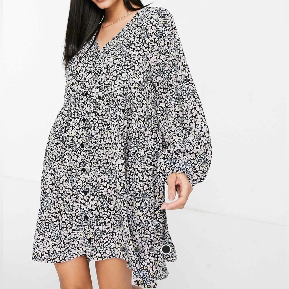 ASOS Floral Button Up Long Sleeve Dress